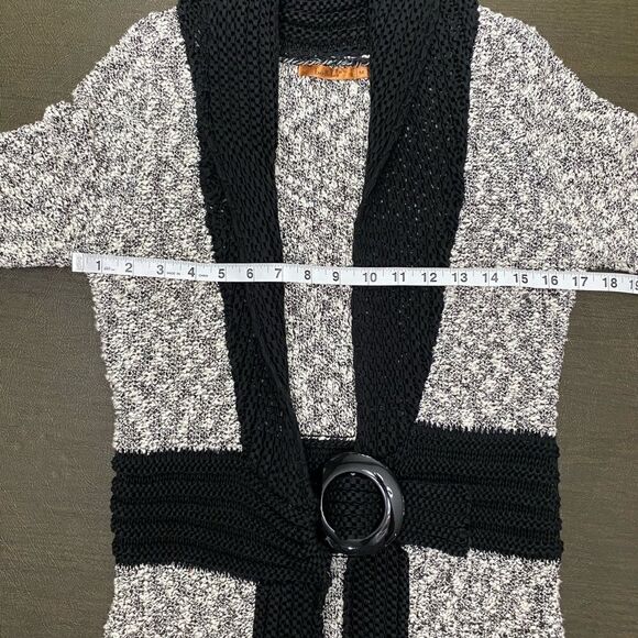 Belldini Large Black Combo Open-Front Belted
Duster Cardigan Boucle Knit Size M - Picture 9 of 14